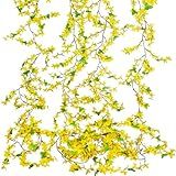 CISDUEO 4 Peças De Flores Artificiais Vinha Flor De Seda Guirlanda Primavera Flores Amarelas Videiras Artificiais Jasmim Para Decoração De Flores Falsas Vinha Pendurada Para Parede Festa Casamento