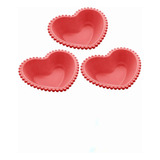 Cj 3 Bowls Saladeira Coração Beads Vermelho 18x15x5cm