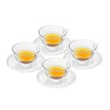 CJ 4 XÍCARAS CHÁ CRISTAL COM PIRES PEARL 180ML TRANSPARENTE