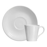 Cj Jogo 6 Xicara pires Café Cerâmica Coup Branco 100ml
