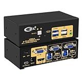 CKL Hdmi Vga Kvm Switch Dual Monitor Extended Display 2 Portas Com Áudio E Hub Usb 3 0 Dual View Pc Monitor Teclado Mouse Caixa Seletora Para Computadores E Laptops
