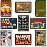 Clabby Pôster De Bar De Cerveja Com 9 Peças Conjunto De Placas De Pôster De Bar Engraçado Menu De Fotos Vintage Placa De Pôster De Barra De Papelão De Metal Vintage Para Decoração De Parede De Bar