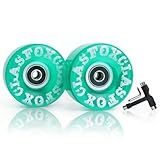 CLAS FOX 78A Rodas De Skate Quad Roller 65 X 35 Mm Para Ambientes Internos Ou Externos- Com Ferramentas T E Rolamentos ABEC-9- 8 Peças -verde-