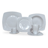 Classic Home Aparelho De Jantar 42 Peças Quadrado Branco