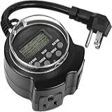 Clear Power Temporizador Digital Programável Externo 2 Tomadas Aterradas Com Cabos De 6 Polegadas Plugue Plano Aterrado Dcot 0004 Dc