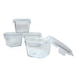 Clingo Kit 4 Pote Vidro Antivazamento Leite Materno Papinha