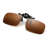 Clip On Polarizado Armação Oculos De Grau Cinza Verde G15 Cor Marrom escuro Armação Preto Lente Marrom escuro Desenho Retangular