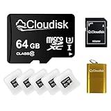 Cloudisk Pacote Com 5 Cartões Micro SD De 64 GB Cartão De Memória Flash Micro SDXC C10 A2 U3 Com Adaptador SD Leitor De Cartão 64 GB 