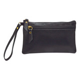 Clutch Carteira Feminina De Mão Preta Couro Legitimo Porta Celular Madamix