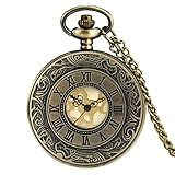 CNBPIC Bronze Numerais Romanos Display Colar Relógio De Bolso Quartzo Movimento Relógio Pingente Antigo