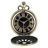 CNBPIC Oco Bronze Quartzo Pocket Watch Numerais Romanos Pingente Colar Relógio Pocket Clock