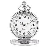 CNBPIC Retro Clip Fivela Corrente Quartzo Pocket Watch Polimento Pingente De Prata Pocket Clock Gifts