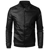 CNSTORE Casacos E Jaquetas Masculinos Jaqueta Masculina De Couro PU à Prova De Vento Casaco Quente Com Zíper Duplo Ómega -Estilo 1- M-