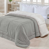Coberdrom Edredom Queen Sherpa Pele De Carneiro E Manta Soft