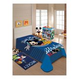 Cobertor Jolitex Ternille Licenciados Raschel Solteiro Cor Azul Com Design Mickey