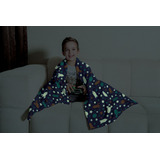 Cobertor Manta Fleece De Sofá Brilha No Escuro Azul Lepper