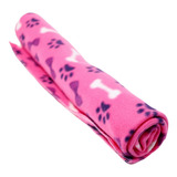 Cobertor Para Gatos E Cachorro Manta 80x80cm Ld Pet Cor Rosa Com Patas E Ossos