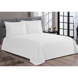 Cobre Leito Colcha Cama Queen Piquet Algodão 3 Peças Hotel Cor Branco