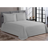 Cobre Leito Colcha Cama Queen Piquet Algodão 3 Peças Hotel Cor Cinza