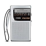 Coby Rádio AM-FM Portátil- Rádio De Bolso Retrô Para Uso Interno Ou Externo- Essencial Para Preparação De Emergências- Bateria De 800 Horas- Alto-falantes Potentes- Antena Integrada- Prata