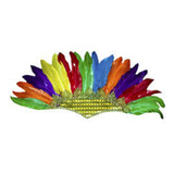 Cocar De Índia Carnaval Com Penas Coloridas E Lantejoulas Cor Colorida