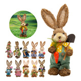 Coelho De Páscoa Em Palha Enfeite Luxuoso Decoração 35cm Cor Colorido Menino