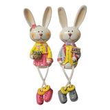 Coelho Pascoa Casal De Ceramica 24cm Enfeite Decoração C 2