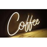 Coffee Em Neon Led 40x20cm Placa Letreiro Cafeteria Café