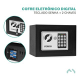 Cofre Digital Eletrônico Senha E Chave Forkis Fk Cf007 Preto