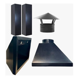 Coifa Gourmet Preta Com Duto Quadrado 120x60 Para Cozinha 