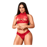 Cojunto Sensual Sutiã Frente Unica Decotado Costas Aberta