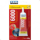 Cola Permanente T6000 60g Artesanato Jóias Tecido Tekbond Cor Cristal Transparente