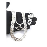 Colar 5 Fios Liso Pingente Oakley Chora Agora Folheado Prata