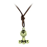 Colar A Bela E A Fera Com Cordão De Couro E Pingente Bronze