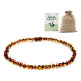 Colar Âmbar Báltico Mel Claro Honey Adulto 46cm Certificado