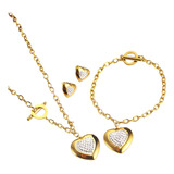 Colar Brinco Folheado Ouro 18k Cristal Swarovski C1006