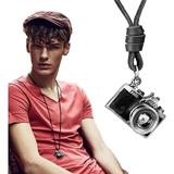 Colar Câmera Fotográfica Maquina Cordão Couro Ajustável Top