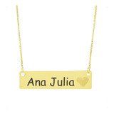 Colar Chapinha Coração Gravação Personalizada Nome Ana Julia
