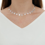 Colar Chocker Com Medalhas Folheado A Prata 