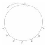 Colar Chocker Estrelas Folheado A Prata 