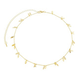 Colar Chocker Fio Palito Diamantado Navetes Tk Semijóias