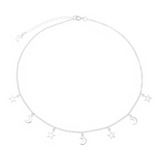 Colar Chocker Lua E Estrela Folheado A Prata 