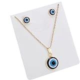 Colar Choker Feminino Duplo Olho Grego Folheado A Ouro 18k - Presente Feminino Para Esposa- Namorada- Mãe- Adolescentes Menina - Moda Outono Inverno -choker Duplo- -COLAR E BRINCO-