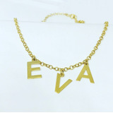 Colar   Choker Nome Letras Penduradas Em Prata 925 Com Banho