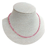 Colar Choker Turmalina Rosa Natural Pedra Amor 2mm Fio Aço