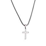 Colar Com Pingente Crucifixo De Aço Inoxidável Cordão Com Corrente De Aço Inox Corrente Pingente Cruz De Aço Cirurgico Antialergico
