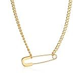 Colar Com Pingente De Alfinete Banhado A Ouro Prata Punk Personalizado Clipe De Papel Corrente Ajustável Para Mulheres E Homens Minimalista Halloween Natal Hip Hop Rock Festa Joias Modernas 
