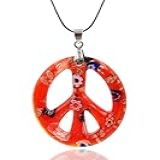 Colar Com Pingente De Vidro Inspirado Em Murano Vermelho Branco Azul E Dourado Símbolo Da Paz Amor Pela BESHEEK Hipster Artisan Feito à Mão Com Lâmpada Soprada Hipoalergênica Em Estilo Italiano