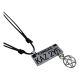 Colar Cordão Ajustável Supernatural Placa Kansas Pentagrama