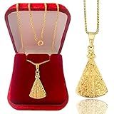 Colar Cordão Corrente Correntinha Gargantilha Feminina E Pingente Nossa Senhora Aparecida Banhado A Ouro 18k